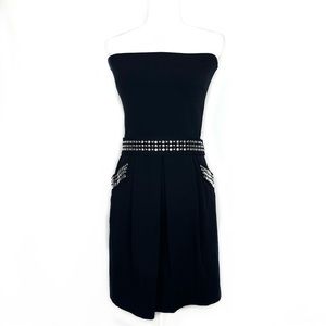 Boston Proper Black Strapless Studded Cocktail Mini Dress Sz 8